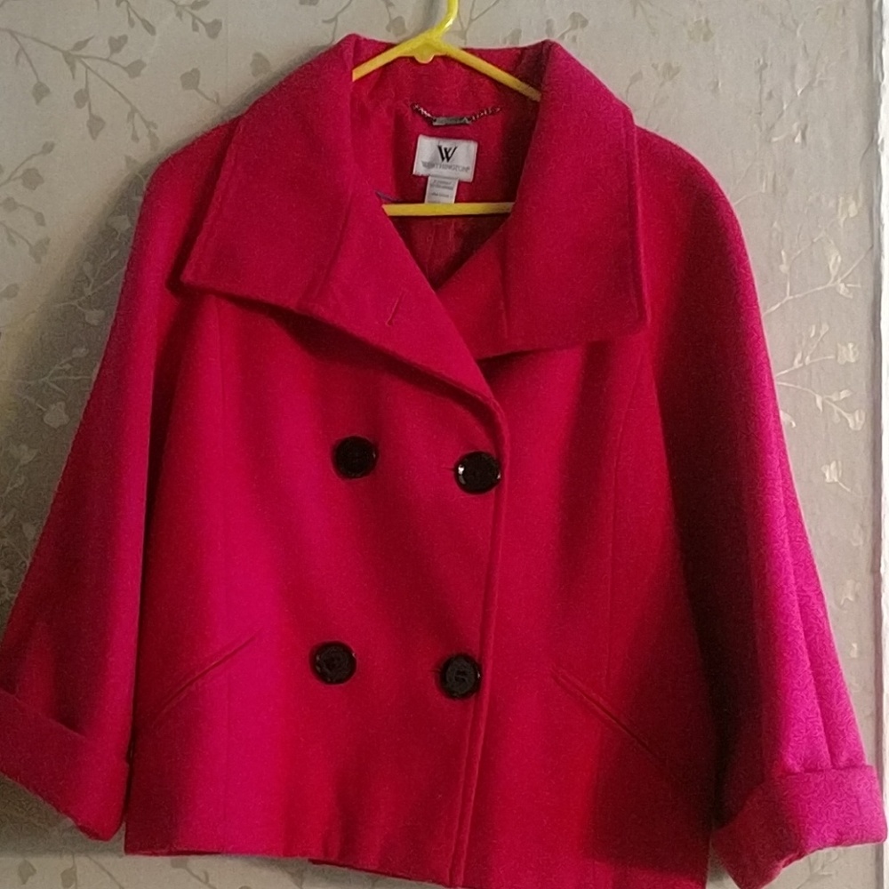 Worthington ladies pea coat, in magenta, XL